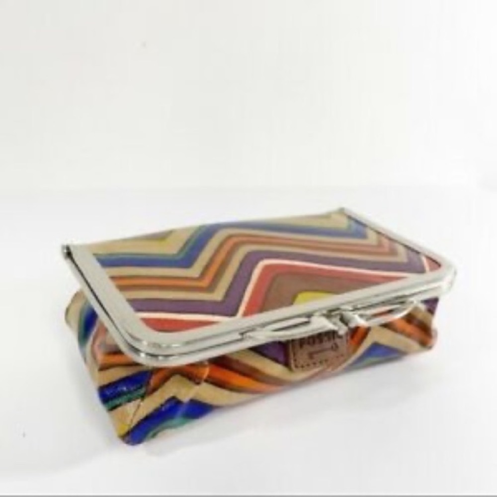 FOSSIL• 'Key-Per' Frame Cosmetics Case Zig Zag Retro